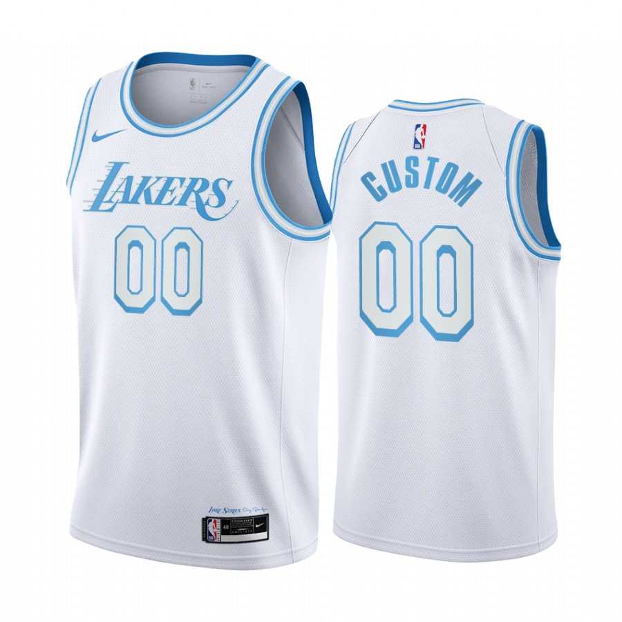 Men & Youth Customized Los Angeles Lakers White Nike Swingman 2020-21 City Edition Jersey
